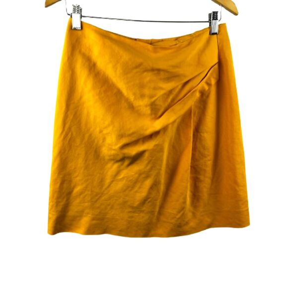 Chloe Egg Nog Yellow Origami Pleat Silk Mini Skirt Size 40T / 8 Tall US - Picture 1 of 8